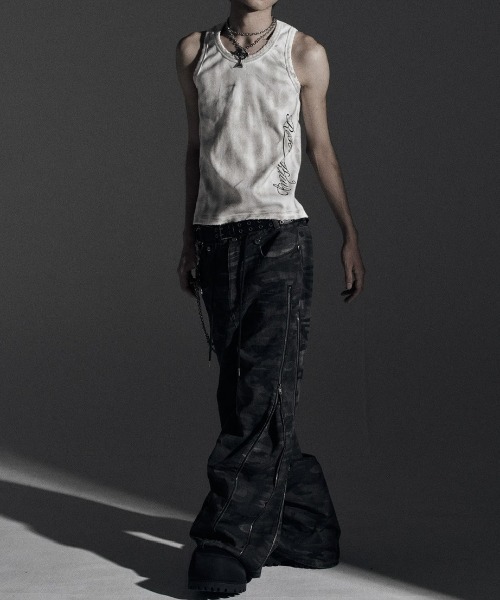 ROSEN KREUZ（ローゼンクロイツ）の「【Rosen Kreuz】ZIP WIDE BAGGY PANTS / 【ローゼンクロイツ】ジップワイドバギーカモフラデニムパンツ（デニムパンツ・メンズ・チャコール・02）」の21枚目の写真