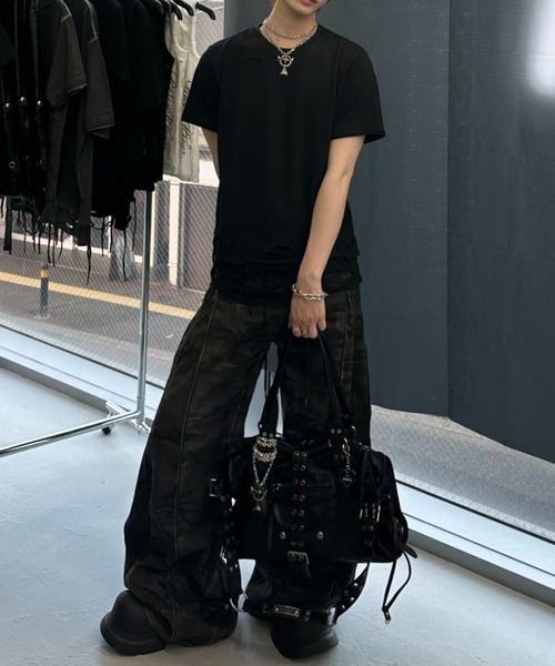 ROSEN KREUZ（ローゼンクロイツ）の「【Rosen Kreuz】ZIP WIDE BAGGY PANTS / 【ローゼンクロイツ】ジップワイドバギーカモフラデニムパンツ（デニムパンツ・メンズ・チャコール・02）」の7枚目の写真