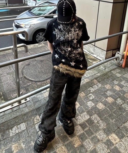 ROSEN KREUZ（ローゼンクロイツ）の「【Rosen Kreuz】ZIP WIDE BAGGY PANTS / 【ローゼンクロイツ】ジップワイドバギーカモフラデニムパンツ（デニムパンツ・メンズ・チャコール・02）」の10枚目の写真