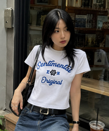 [ユニセックス] クローバー刺繍半袖Tシャツ_ホワイト
