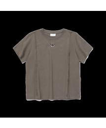 CUT-OFF LOGO RING POINT T-SHIRT_KHAKI