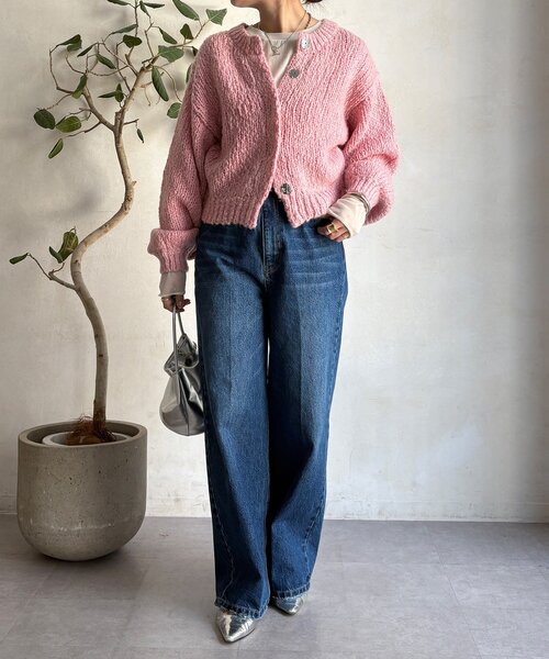 DouDou（ドゥドゥ）の「ローゲージニットカーディガン（カーディガン/ボレロ・レディース・ピンク/ブルー/オフホワイト・FREE）」の19枚目の写真