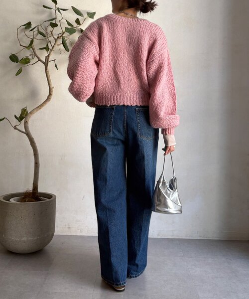 DouDou（ドゥドゥ）の「ローゲージニットカーディガン（カーディガン/ボレロ・レディース・ピンク/ブルー/オフホワイト・FREE）」の4枚目の写真