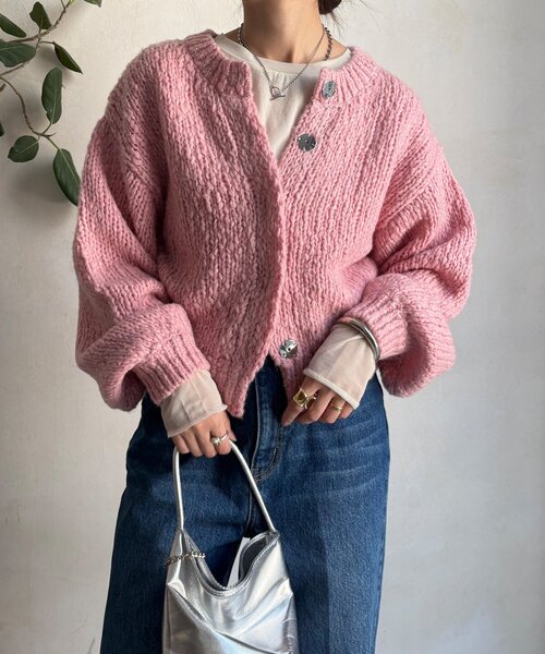 DouDou（ドゥドゥ）の「ローゲージニットカーディガン（カーディガン/ボレロ・レディース・ピンク/ブルー/オフホワイト・FREE）」の5枚目の写真