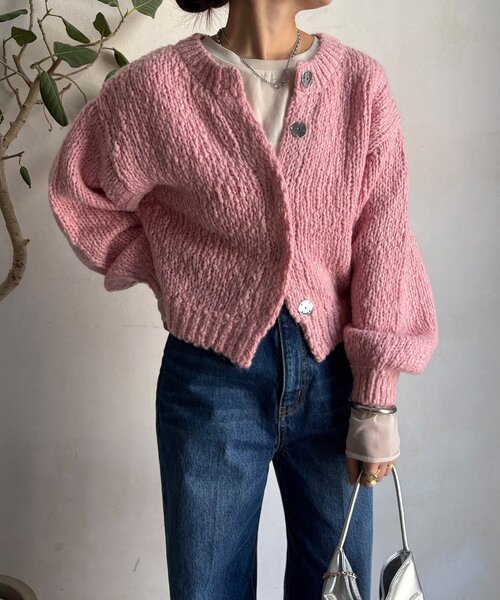 DouDou（ドゥドゥ）の「ローゲージニットカーディガン（カーディガン/ボレロ・レディース・ピンク/ブルー/オフホワイト・FREE）」の7枚目の写真