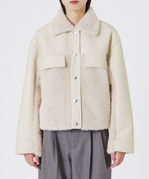 LOVELESS（ラブレス）の「ファーコンビワークブルゾン（ブルゾン・レディース・ホワイト系その他/グレー/ブラウン系その他5・34/36）」の8枚目の写真