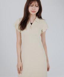 SENEE（セニー）の「puff sleeve polo onepiece(パフスリーブポロワンピース)（ワンピース）」