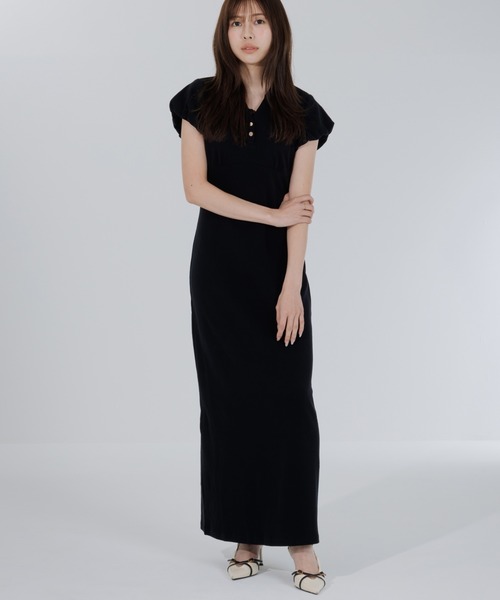 puff sleeve polo onepiece（パフスリーブポロワンピース