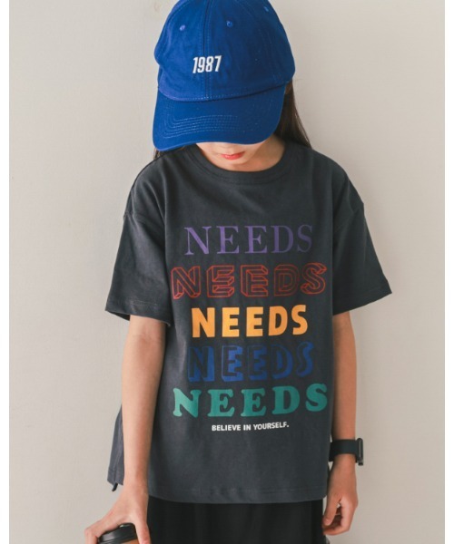 jeans-b(ジーンズベー)の「ジーンズベー NEEDSTシャツ(Tシャツ/カットソー・キッズ・アイボリー/ブラック/チャコールグレー・140cm/150cm/160cm/130cm)」の1枚目の写真