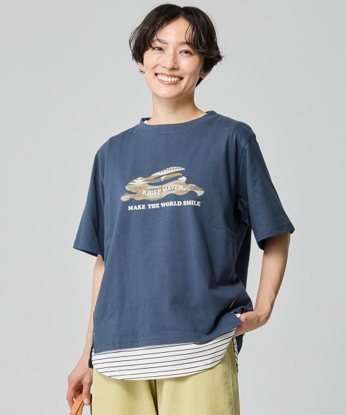 KRIFF MAYER Lady's Collection（クリフメイヤーレディースコレクション）の「【綿100％】柄ロゴ半袖Tシャツ（Tシャツ/カットソー・レディース・カラフル/レッド/ネイビー/チャコール/オフホワイト・LARGE/MEDIUM）」の6枚目の写真
