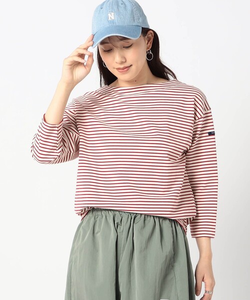 Grand PARK（グランドパーク）の「日本製　デラヴェ 天竺ボーダーカットソー（その他トップス・レディース・ブラック/グリーン/レッド・M/S）」の3枚目の写真