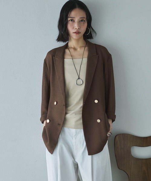 Doux archives（ドゥアルシーヴ）の「フロントダブルキャミソール（キャミソール・レディース・ブラック/オフホワイト/ベージュ・FREE）」の6枚目の写真