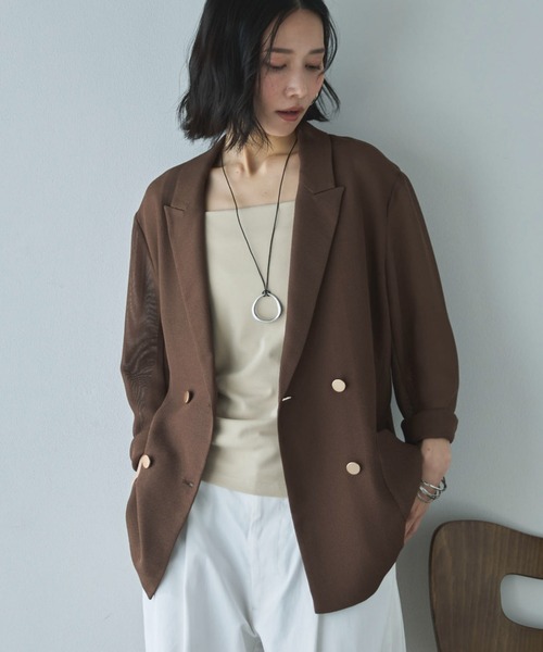 Doux archives（ドゥアルシーヴ）の「フロントダブルキャミソール（キャミソール・レディース・ブラック/オフホワイト/ベージュ・FREE）」の7枚目の写真