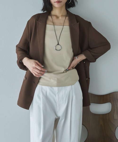 Doux archives（ドゥアルシーヴ）の「フロントダブルキャミソール（キャミソール・レディース・ブラック/オフホワイト/ベージュ・FREE）」の8枚目の写真