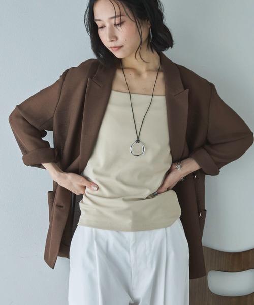 Doux archives（ドゥアルシーヴ）の「フロントダブルキャミソール（キャミソール・レディース・ブラック/オフホワイト/ベージュ・FREE）」の9枚目の写真