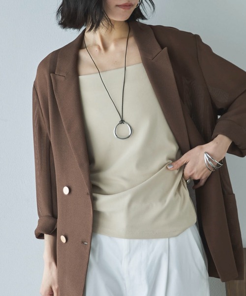 Doux archives（ドゥアルシーヴ）の「フロントダブルキャミソール（キャミソール・レディース・ブラック/オフホワイト/ベージュ・FREE）」の10枚目の写真