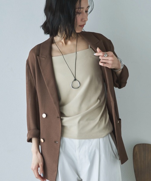 Doux archives（ドゥアルシーヴ）の「フロントダブルキャミソール（キャミソール・レディース・ブラック/オフホワイト/ベージュ・FREE）」の11枚目の写真