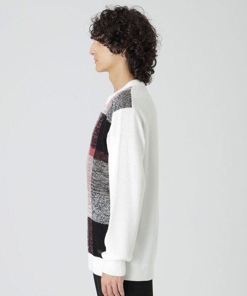 BLACK LABEL CRESTBRIDGE(ブラックレーベル・クレストブリッジ)の「【一部店舗限定】パネルテクスチャークレストブリッジチェックニット(ニット/セーター・メンズ・ブラック/オフホワイト・M/L/S)」の4枚目の写真