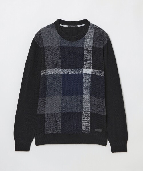 BLACK LABEL CRESTBRIDGE(ブラックレーベル・クレストブリッジ)の「【一部店舗限定】パネルテクスチャークレストブリッジチェックニット(ニット/セーター・メンズ・ブラック/オフホワイト・M/L/S)」の12枚目の写真