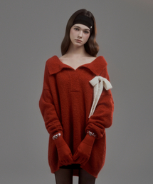 MAU SOLEUM（マウソレウム）の「Betty Ribbon Knit - Red（ニット/セーター）」