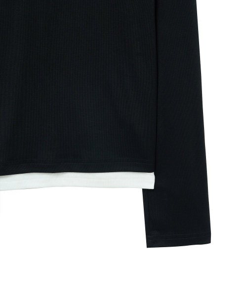 NOIRER FOR WOMAN（ノイアーフォーウーマン）の「レイヤードヘンリーネックTシャツ（ブラックアイボリー）（Tシャツ/カットソー・レディース・その他・FREE）」の5枚目の写真