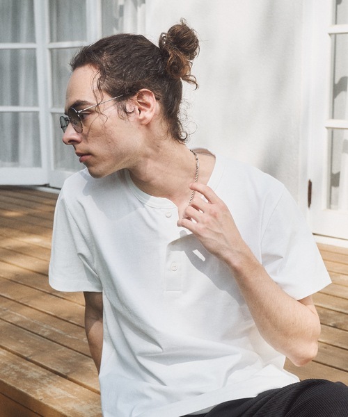 CASPER JOHN(キャスパージョン)の「Compact henry neck T-shirts/コンパクトヘンリーネックTシャツ(Tシャツ/カットソー・メンズ・ブラック/レッド/グレー/ホワイト・MEDIUM/LARGE/SMALL/X-SMALL)」の5枚目の写真