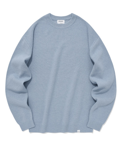 Lams Wool Round Neck Knit — голубой джемпер из шерсти ламы