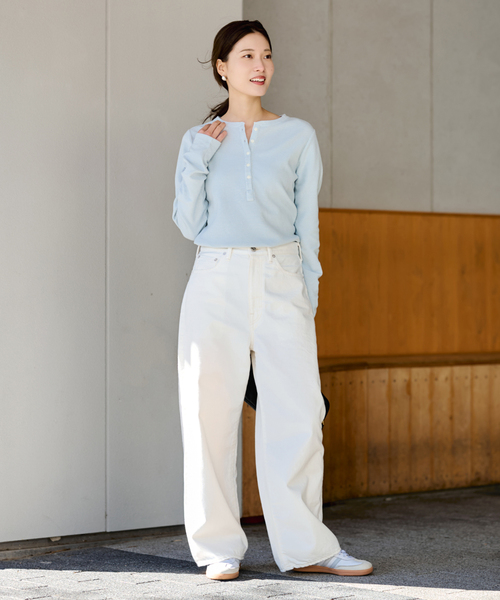 FRAMeWORK(フレームワーク)の「ミニワッフルヘンリーネック(Tシャツ/カットソー・レディース・ネイビー/ホワイト/ブルー・FREE)」の12枚目の写真