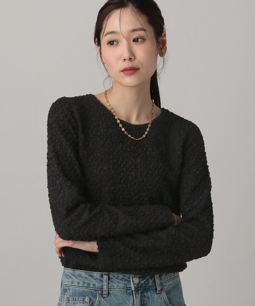 GLOBAL WORK（グローバルワーク）の「MATINEE LINE/ポコポコ長袖Tシャツ/632554（Tシャツ/カットソー・レディース・オフホワイト/ブラウン系その他6/ブラック・LARGE/MEDIUM）」の11枚目の写真