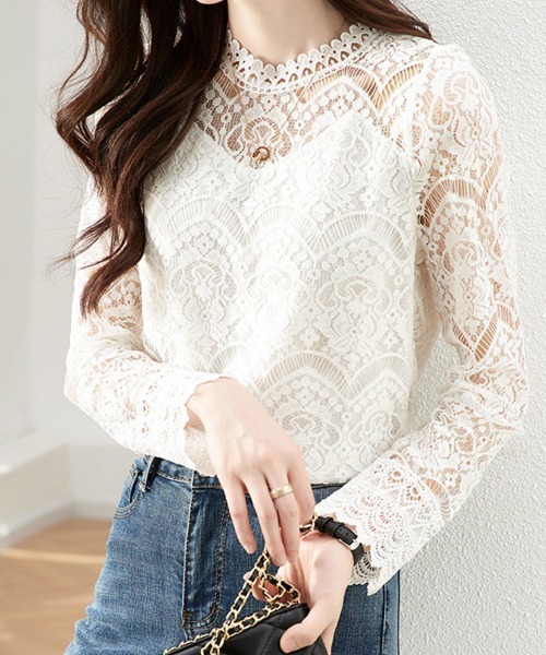 ReRe(リリ)の「総レース×スカラップネックブラウス(シャツ/ブラウス・レディース・ピンク/ホワイト・MEDIUM/LARGE/X-LARGE)」の15枚目の写真