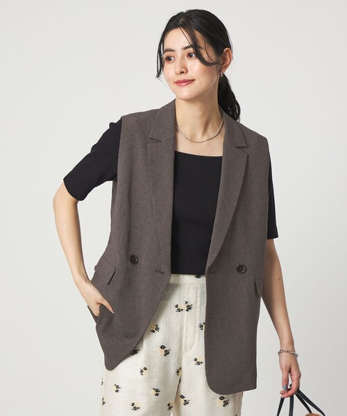 green label relaxing（グリーンレーベルリラクシング）の「ラスティック ツイル ジレ マシンウォッシャブル ストレッチ UVカット 吸水速乾（ベスト・レディース・ナチュラル/ブラック/ダークブラウン・FREE）」の18枚目の写真