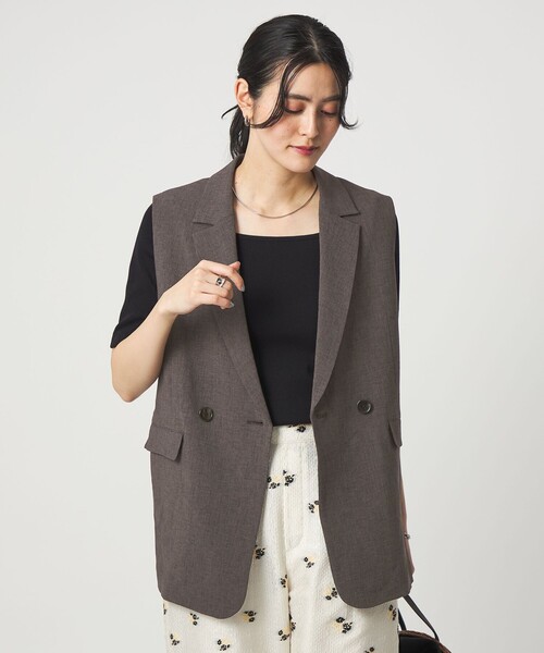 green label relaxing（グリーンレーベルリラクシング）の「ラスティック ツイル ジレ マシンウォッシャブル ストレッチ UVカット 吸水速乾（ベスト・レディース・ナチュラル/ブラック/ダークブラウン・FREE）」の19枚目の写真