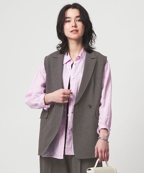 green label relaxing（グリーンレーベルリラクシング）の「ラスティック ツイル ジレ マシンウォッシャブル ストレッチ UVカット 吸水速乾（ベスト・レディース・ナチュラル/ブラック/ダークブラウン・FREE）」の22枚目の写真