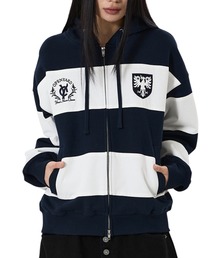 OY | 『OY/オーワイ』STRIPE EMBLEM HOODIE ZIP UP/ボーダーエンブレムジップアップパーカー(パーカー)
