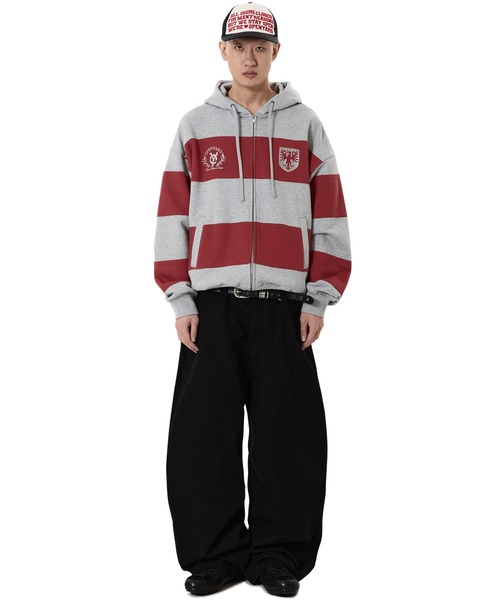 OY(オーワイ)の「『OY/オーワイ』STRIPE EMBLEM HOODIE ZIP UP/ボーダーエンブレムジップアップパーカー(パーカー・レディース・グレー/ネイビー・L/M)」の13枚目の写真