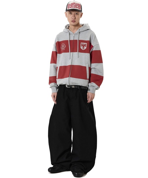 OY(オーワイ)の「『OY/オーワイ』STRIPE EMBLEM HOODIE ZIP UP/ボーダーエンブレムジップアップパーカー(パーカー・レディース・グレー/ネイビー・L/M)」の14枚目の写真