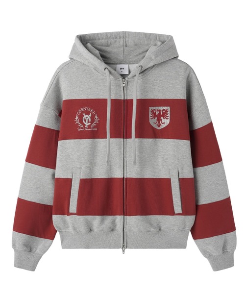 OY(オーワイ)の「『OY/オーワイ』STRIPE EMBLEM HOODIE ZIP UP/ボーダーエンブレムジップアップパーカー(パーカー・レディース・グレー/ネイビー・L/M)」の17枚目の写真