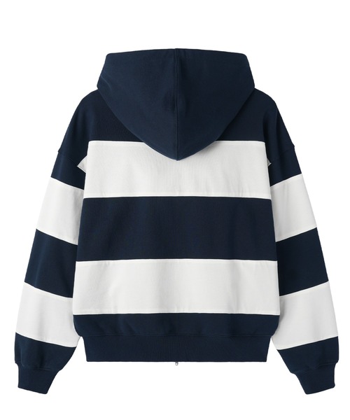 OY(オーワイ)の「『OY/オーワイ』STRIPE EMBLEM HOODIE ZIP UP/ボーダーエンブレムジップアップパーカー(パーカー・レディース・グレー/ネイビー・L/M)」の16枚目の写真