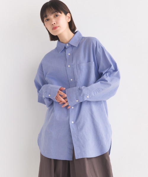 OMNES（オムネス）の「オックス　オーバーサイズシャツ（シャツ/ブラウス・レディース・ブルー系その他/サックスブルー/ホワイト・FREE）」の3枚目の写真