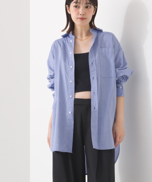 OMNES（オムネス）の「オックス　オーバーサイズシャツ（シャツ/ブラウス・レディース・ブルー系その他/サックスブルー/ホワイト・FREE）」の4枚目の写真