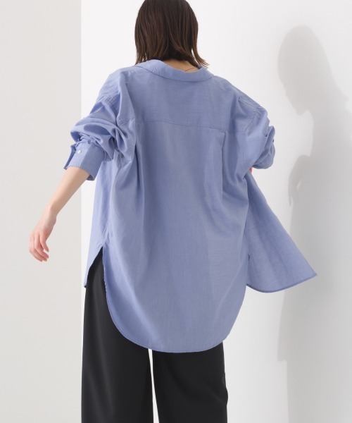 OMNES（オムネス）の「オックス　オーバーサイズシャツ（シャツ/ブラウス・レディース・ブルー系その他/サックスブルー/ホワイト・FREE）」の5枚目の写真
