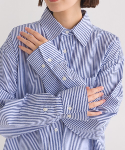 OMNES（オムネス）の「オックス　オーバーサイズシャツ（シャツ/ブラウス・レディース・ブルー系その他/サックスブルー/ホワイト・FREE）」の14枚目の写真