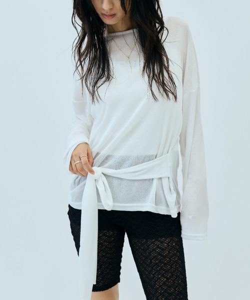 DRWCYS(ドロシーズ)の「【前後2WAY】ブラウジングシアートップス(Tシャツ/カットソー・レディース・ライトグリーン/ホワイト/ブラック・FREE)」の1枚目の写真
