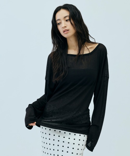 DRWCYS(ドロシーズ)の「【前後2WAY】ブラウジングシアートップス(Tシャツ/カットソー・レディース・ライトグリーン/ホワイト/ブラック・FREE)」の2枚目の写真