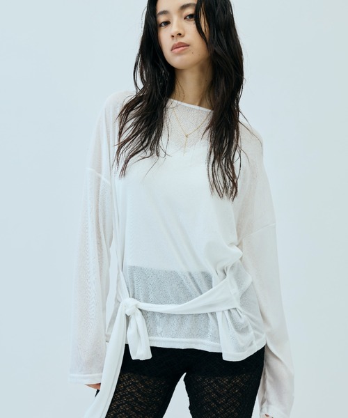 DRWCYS(ドロシーズ)の「【前後2WAY】ブラウジングシアートップス(Tシャツ/カットソー・レディース・ライトグリーン/ホワイト/ブラック・FREE)」の6枚目の写真