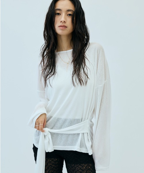 DRWCYS(ドロシーズ)の「【前後2WAY】ブラウジングシアートップス(Tシャツ/カットソー・レディース・ライトグリーン/ホワイト/ブラック・FREE)」の7枚目の写真