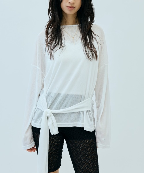 DRWCYS(ドロシーズ)の「【前後2WAY】ブラウジングシアートップス(Tシャツ/カットソー・レディース・ライトグリーン/ホワイト/ブラック・FREE)」の8枚目の写真