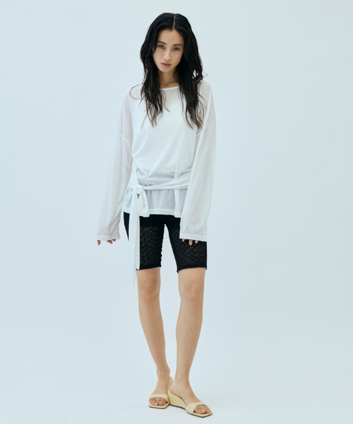 DRWCYS(ドロシーズ)の「【前後2WAY】ブラウジングシアートップス(Tシャツ/カットソー・レディース・ライトグリーン/ホワイト/ブラック・FREE)」の12枚目の写真