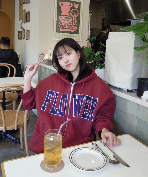 HAVISM（ヘビズム）の「FLOWER ZIP UP HOOD(WINE)（パーカー・レディース・その他・ONE SIZE）」の8枚目の写真