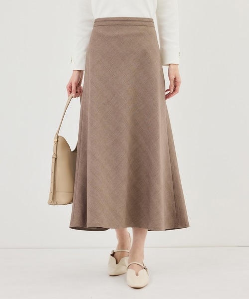 ROPE' PICNIC（ロペピクニック）の「メランジドビーチェックスカート/セットアップ対応・防シワ・接触冷感（スカート・レディース・ダークブラウン/ベージュ・S/M/L）」の2枚目の写真